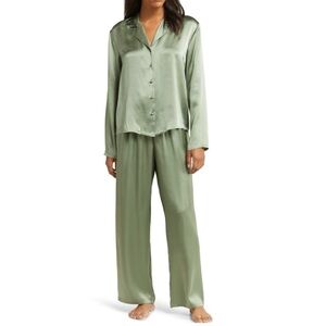 New! Nordstrom Washable Silk Pajamas - Green
